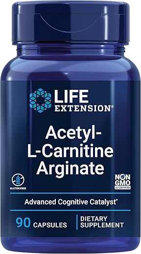 Suplemento de Carnitina Avançada Acetyl-L-Carnitine Arginate da Life Extension para Memória, Cognição e Energia Celular