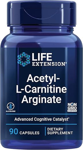 Suplemento de Carnitina Avançada Acetyl-L-Carnitine Arginate da Life Extension para Memória, Cognição e Energia Celular