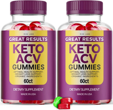 rize labs - (2 Pacotes) Gummies Avançados de Vinagre de Maçã Great Results Keto ACV – 120 Gummies