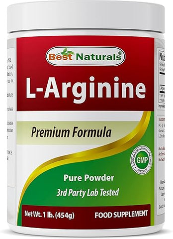 Best Naturals - Melhor Naturals L-Arginina em Pó 454g – Grau Farmacêutico Puro – Melhores Suplementos de Aminoácidos de Arginina para Mulheres