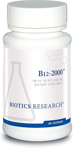 B12-2000™ Lozenges – Vitamina B6 e B12 2000mcg com Folate 60 Pastilhas - Biotics Research