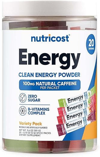 Energy Complex Stickpacks – Pack de Variedades de Sabores (20 Porções) – Sem Glúten e Não-OGM – Marca Nutricost - Nutricost