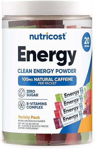 Energy Complex Stickpacks – Pack de Variedades de Sabores (20 Porções) – Sem Glúten e Não-OGM – Marca Nutricost - Nutricost