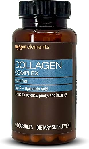 Complexo de Colágeno com Ácido Hialurônico, 90 Cápsulas, Suprimento de 3 Meses - Amazon Elements