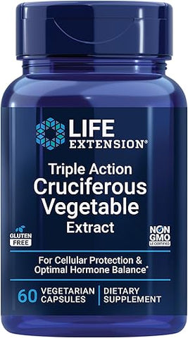 Extrato de Vegetais Crucíferos Triplo Ação, 60 Cápsulas Vegetarianas – Mantém a Saúde do DNA - Life Extension