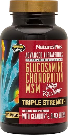Advanced Therapeutics Triple Strength Ultra Rx-Joint – 120 Comprimidos – Suporte Articular de Alta Potência – Glucosamina/Condroitina/MSM – Livre de Glúten – 30 g - Natures Plus