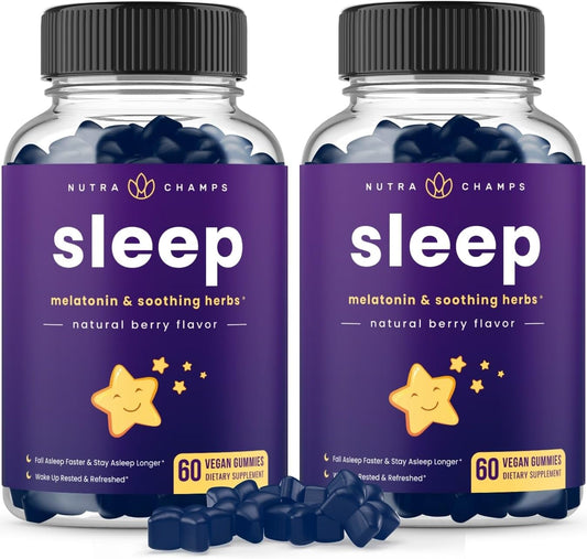 NutraChamps - Gomas para Dormir para Adultos  – Fórmula Natural – 60 g
