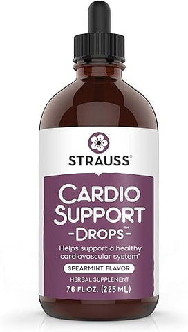 Strauss Heartdrops - Strauss Naturals Cardio Support Drops – Suplemento Herbal Natural para um Sistema Cardiovascular Saudável – Não-OGM, Vegano, Livre de Glúten e Soja – 225ml