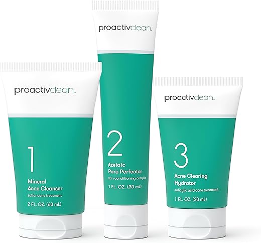 Kit de Tratamento para Acne Proactiv Clean 3 Passos – Limpeza com Tratamento de Enxofre para Acne, Sérum de Ácido Azelaico e Hidratante Facial para Pele Propensa a Acne – Kit de Cuidados com a Pele para Acne de 30 Dias com Espinhas