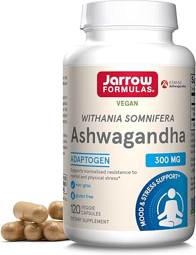 Ashwagandha 300 mg – Suporte para Resistência Mental e Física – 120 Cápsulas Vegetais – Fornecimento de 60 Dias - Jarrow Formulas