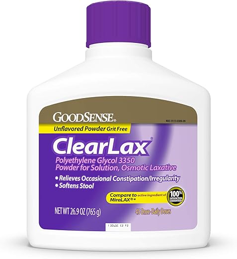 PEG 3350 Pó para Solução, Laxante Osmótico, Amolece Fezes, Alivia Constipação Ocasional, 26,9 Ounce (800g) - GoodSense