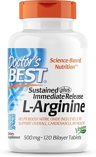 Doctor's BEST - L-Arginina Liberação Imediata Plus Sustentada | Vegana, Sem Glúten | Doctor’s Best