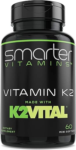 SmarterVitamins - Vitamina K2 MK7 100mcg Smarter com K2VITAL e Kale para Saúde Óssea – Marca Smarter