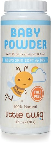 Pó de Bebê Little Twig, Fórmula Natural Derivada de Plantas com Amido de Milho e Aloe, Pó Livre de Talco 100%%, Sem Fragrância, 4,5 oz (127 g)