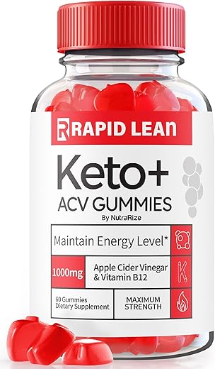 NutraRize - Rapid Lean Keto Gummies ACV – Fórmula Avançada, Suplemento Natural de Keto, Apple Cider Vinegar 1000MG, Avaliações (60 Gummies)
