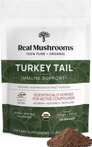 Pó de Cogumelo do Peru Real Mushrooms – Suplemento Orgânico de Cogumelo com Extrato Potente de Cogumelo do Peru para Intestino, Energia, Cérebro – 100g