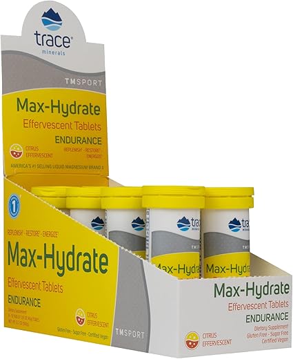 Max-Hydrate Endurance | Comprimidos Efervescentes | Suporte Energético | Reposição de Eletrólitos - Trace Minerals