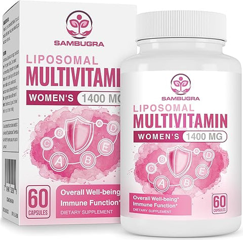 Sambugra - Liposomal Multivitamínico para Mulheres 1400MG – Suplemento Diário de Vitaminas para Mulheres com Ferro, Vitamina A, C, D, E e Complexo B para Saúde Imunológica, Cabelos