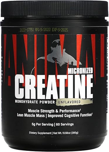 Creatina Micronizada em Pó, Monohidratada, Sem Sabor, 300g - Animal