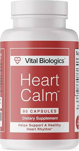 Vital Biologics - Heart Calm – Fórmula Natural e Rápida para Apoiar e Manter um Ritmo Cardíaco Saudável com Magnésio Taurato, Glicinato, Malato e Mais. 90 Cápsulas