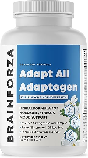 Adapt All Herbal Adaptogen – Redutor de Estresse Natural – 60 cápsulas – 100% Natural – Marca Brain Forza - Brain Forza