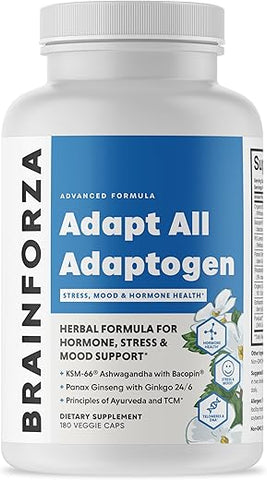 Adapt All Herbal Adaptogen – Redutor de Estresse Natural – 60 cápsulas – 100% Natural – Marca Brain Forza - Brain Forza