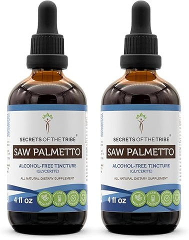 Secrets of the Tribe - Extrato Líquido de Saw Palmetto Sem Álcool, Bagas Secas de Saw Palmetto (Serenoa Repens) (2×120 ml)