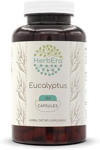 HerbEra - Eucalyptus 120 Cápsulas, 400mg, Folha Seca de Eucalipto (Eucalyptus Globulus) – Marca Eucalyptus