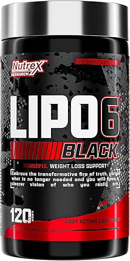 Nutrex Research - Nutrex Lipo-6 Black Max – Queimador de Gordura de Alta Potência – Energia Rápida, Cápsulas para Perda de Peso – Supressor de Apetite, Acelerador de Metabolismo – 120 Cápsulas