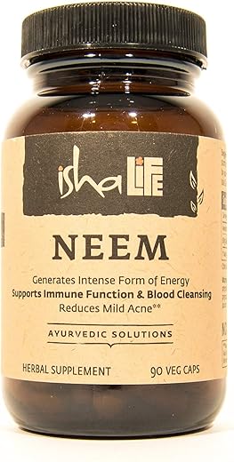 Neem Orgânico – Suplemento Ayurvédico Natural para Limpeza e Purificação: Aumenta a Imunidade – 90 Cápsulas Vegetarianas, 900 mg Cada - ISHA