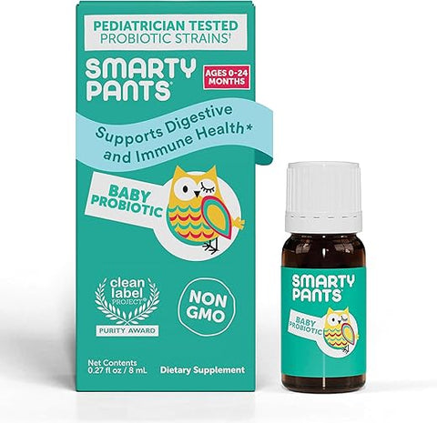 Baby Probiotic Drops: Probióticos para Saúde Digestiva e Suporte Imunológico, para Bebês de 0 a 24 Meses, Vegano, Sem Glúten, Testado por Pediatras (Fornecimento de 30 Dias) - SmartyPants