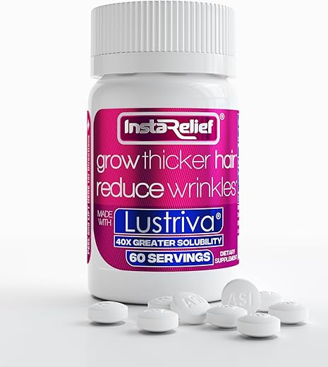 Hair Growth com Lustriva® – Crescimento Capilar Comprovado Clinicamente em 3 Semanas, Reduz Rugas e Linhas Finas, com Biotina, Silício e Arginina, 60g - InstaRelief