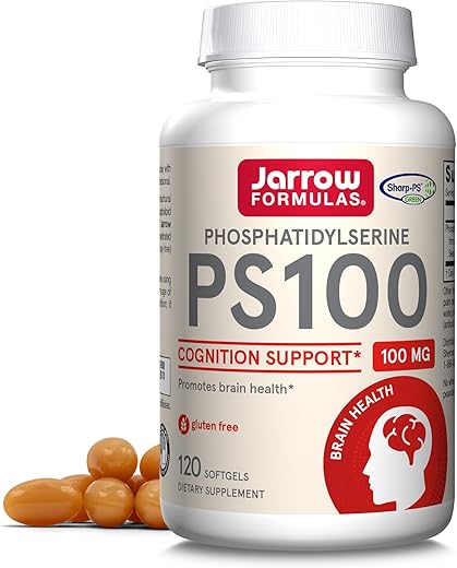 PS100 Fosfatidilserina 100 mg, Suporte para Saúde Cerebral e Cognição, 120 Softgels, 40-120 Dias de Fornecimento - Jarrow Formulas