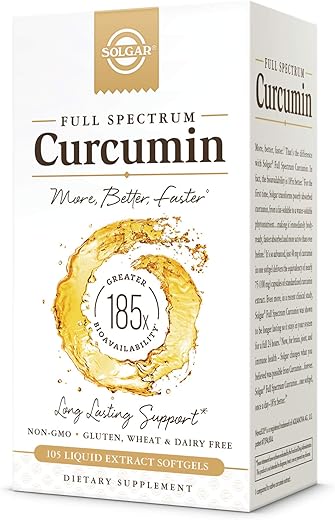 SOLGAR - Solgar Full Spectrum Curcumin – 105 LiCaps – Absorção Superior – Cérebro, Articulações – 105 Cápsulas – Solgar