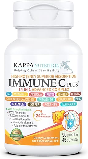 KAPPA NUTRITION - Quercetina 1.000mg, Vitamina C 1.000mg, Zinco 50mg, Vitamina D3 5.000ui, Selênio, Cobre, Acerola, Gengibre, Rutina, Laranja Amarga, Rosa Mosqueta, Equinácea, Imune C Plus