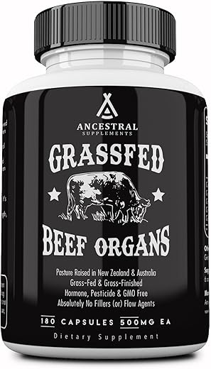 Suplemento de Órgãos de Gado Alimentado com Capim da Ancestral Supplements, Suporta o Bem-Estar do Corpo Inteiro com Mistura Exclusiva de Fígado, Coração, Rim, Pâncreas, Baço, Carne Bovina Liofilizada, Livre de Transgênicos, 100g