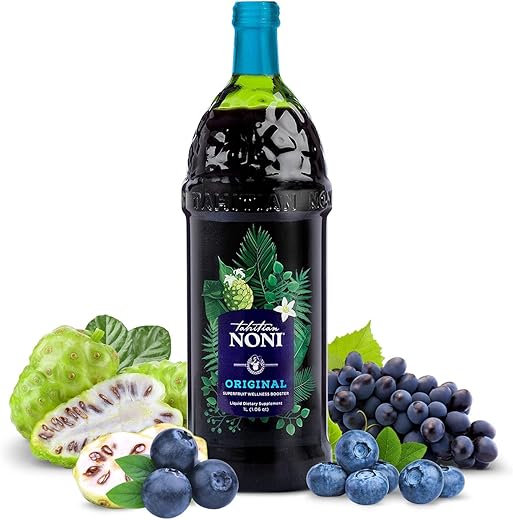 Tahitian Noni - Suco de Noni Tahitian da Morinda – Puro de Fruta Noni Original e Autêntico com Blueberry Natural – 100% Natural e Delicioso!
