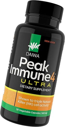 Daiwa Health Development - Daiwa PeakImmune4 – Suplemento Natural de Suporte Imunológico com Extrato de Farelo de Arroz RBAC e Micélio de Cogumelos Shiitake – Ultra Força