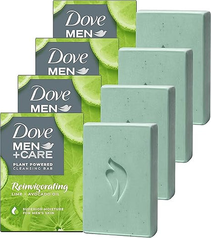 DOVE MEN + CARE - DOVE MEN CARE Sabonete em Barra de Óleo Essencial Natural de Limão e Abacate para Limpar e Hidratar a Pele Masculina 4 em 1 para Corpo, Cabelo, Rosto e