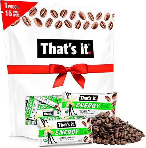 That's it. - That’s it. Mini Barras de Café Orgânico Energético – (1 Mini Barra = 1 Xícara de Café) Prático e Saudável, Sem Açúcares Adicionados, Não-OGM, Lanche Energético com Cafeína, Kosher, Amigo das Alergias (Café de Baunilha)