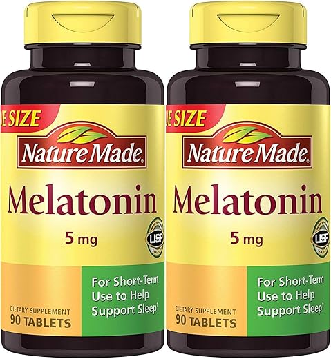 Melatonina Máxima 5 mg, 90 Comprimidos (2 Pacotes) – Fortalecimento Máximo do Sono - Nature Made