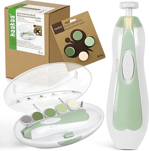 haakaa - Kit de Cortador de Unhas Elétrico Haakaa para Bebês – Cuidado de Unhas de Recém-Nascidos, Crianças e Adultos – Conjunto de Cuidados para Unhas de Bebê