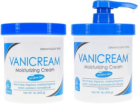 Vanicream Creme Hidratante para Pele com Dosador de Bomba e Pote Extra, Combo Pack de 454g Cada