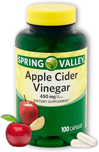 FUSION SHOP STORE Smart choices,meaningful life! - Spring Valley Cápsulas de Vinagre de Maçã – 450 mg 100 un Melhora Digestão Energia e Imunidade (Pacote de 1)