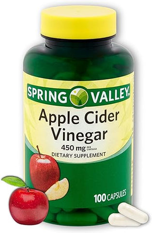 FUSION SHOP STORE Smart choices,meaningful life! - Spring Valley Cápsulas de Vinagre de Maçã – 450 mg 100 un Melhora Digestão Energia e Imunidade (Pacote de 1)