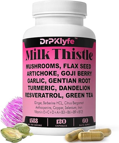 DrPKLyfe - 26 em 1: Leite de Cardo, Dente-de-leão, Alcachofra, Cúrcuma, Resveratrol para Saúde do Fígado