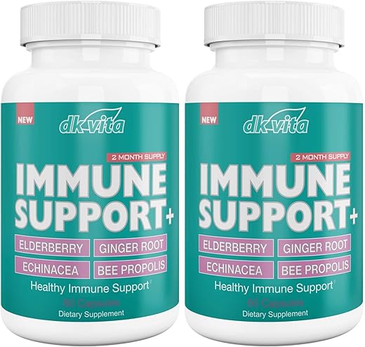 DINAMIK SPORTS - DK Vita – Vitaminas de Suporte à Imunidade – Suplemento Alimentar Otimizador Imunológico – 120 Cápsulas de Suporte Imunológico Multi-Ação – Sabugueiro, Gengibre, Equinácea, Própolis de Abelha, Vitamina C