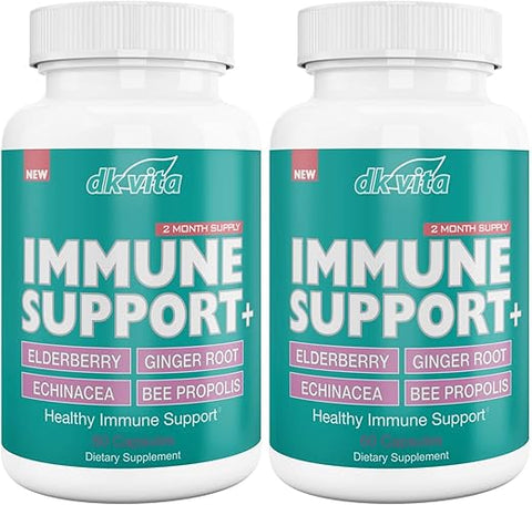 DINAMIK SPORTS - DK Vita – Vitaminas de Suporte à Imunidade – Suplemento Alimentar Otimizador Imunológico – 120 Cápsulas de Suporte Imunológico Multi-Ação – Sabugueiro, Gengibre, Equinácea, Própolis de Abelha, Vitamina C