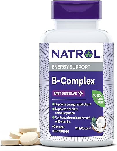 Fast Dissolve B-Complex: Suplemento Energético com Vitaminas do Complexo B, 90 Comprimidos, 30 Dias de Fornecimento - Natrol