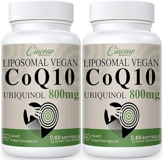 Ciaceae - Liposomal CoQ10 800mg Ubiquinol Softgel – Máxima Absorção, Coenzima Q10 Ubiquinol para Antioxidante e Função Cardíaca – 60 Softgels